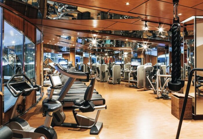 The Elysium Taksim Hotel's gym. This gay-friendly hotel in Istanbul features treadmills, weights, and other exercise equipment for a complete workout.
