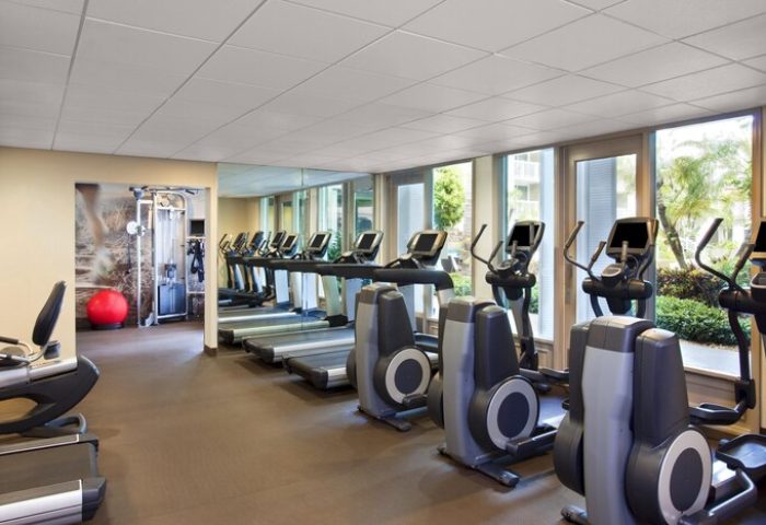 Opal Key Resort & Marina gym. Gay-friendly hotel fitness center with treadmills, elliptical machines, and weights. Key West travel advice.