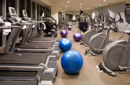 W Miami gay-friendly hotel gym. Treadmills, elliptical machines, and exercise balls. A great place to stay and workout in Miami!