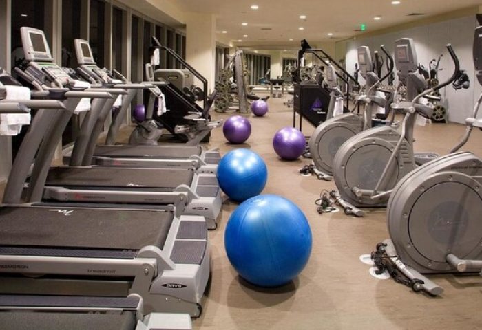 W Miami gay-friendly hotel gym. Treadmills, elliptical machines, and exercise balls. A great place to stay and workout in Miami!