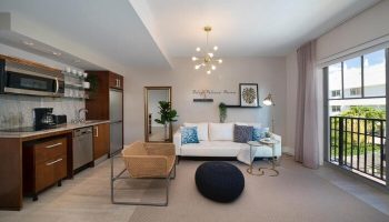 Strand Ocean Drive Suites' gay-friendly hotel room. Modern decor, kitchenette, balcony view. Perfect for gay travel in Miami Beach.