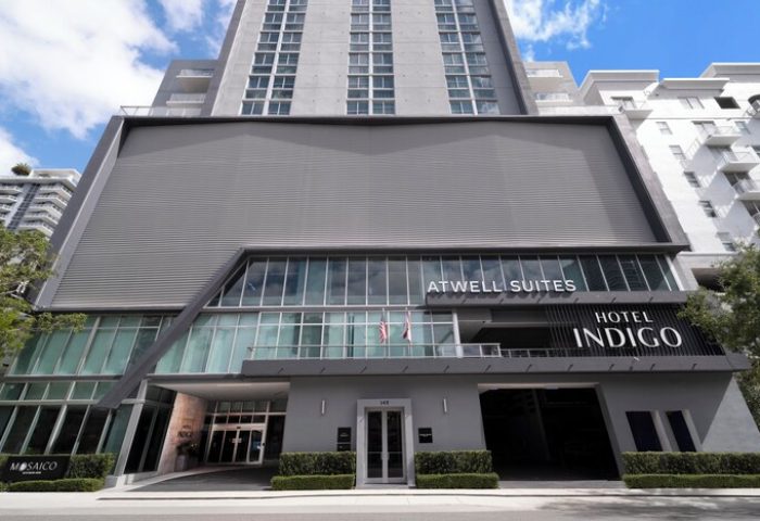 Hotel Indigo Miami Brickell, a gay-friendly hotel. Modern building exterior. Atwell Suites. A great choice for gay men travelers.