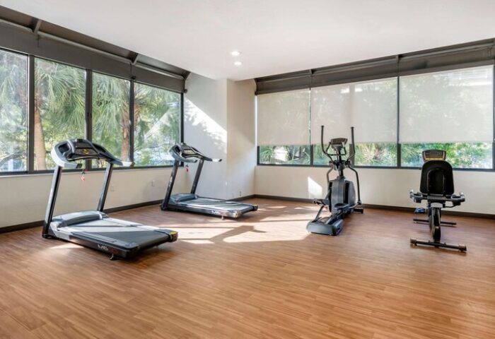 Comfort Inn Downtown Brickell-Port of Miami gay-friendly hotel gym. Treadmills, elliptical, and exercise bike in a bright workout room.