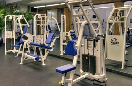 Argonaut Hotel's gym with Cybex weight machines. This gay-friendly hotel offers fitness for travelers. Great for gay men's travel advice.