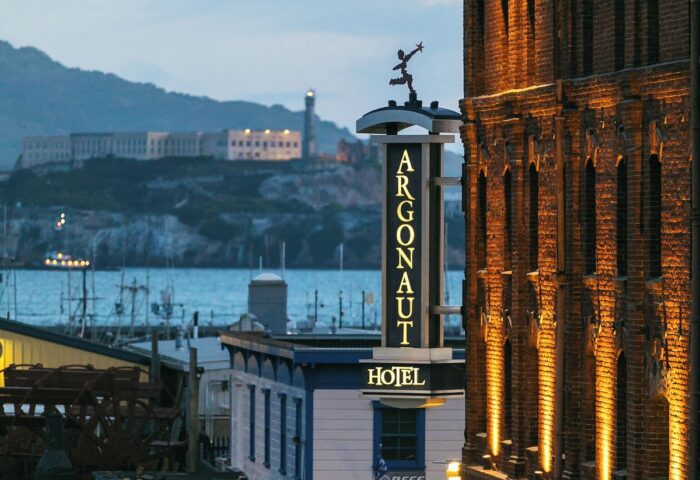 Argonaut Hotel, a gay-friendly hotel in San Francisco, California. Historic brick building with a view of Alcatraz Island. Travel advice.