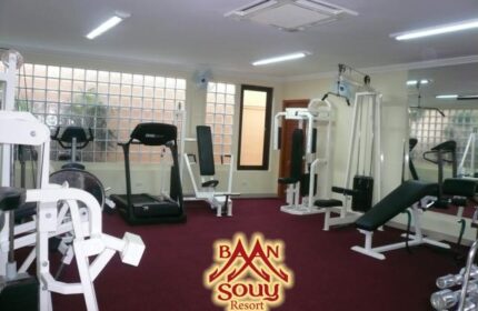 Gym at Gay-Friendly Baan Souy Resort. Treadmill, weights, and exercise machines for guests' use. Fitness facilities at this gay resort.