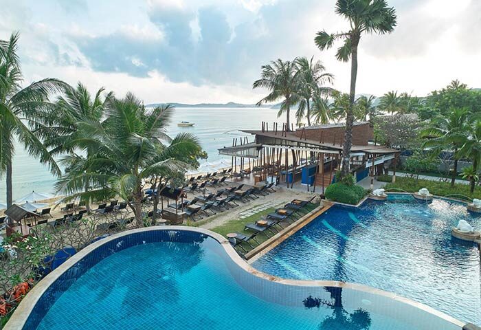 Bandara Resort & Spa overview. Gay-friendly hotel with pool, beach, palm trees, and ocean views. Perfect for gay travel and relaxation.