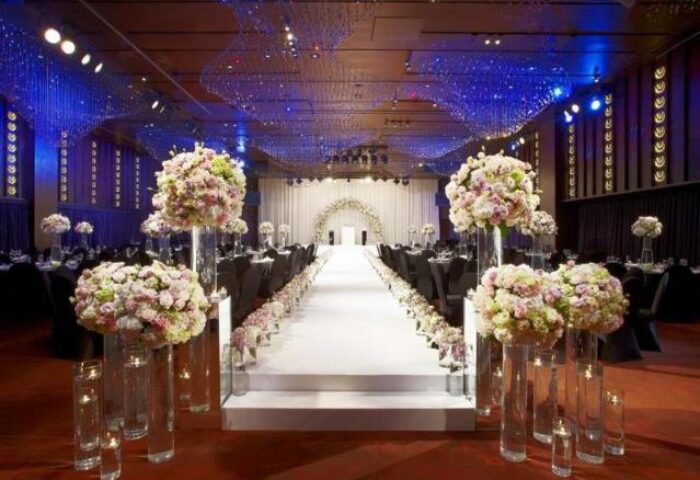 Banyan Tree Club & Spa Seoul wedding venue. Gay-friendly hotel with floral arrangements and elegant decor for a special event.
