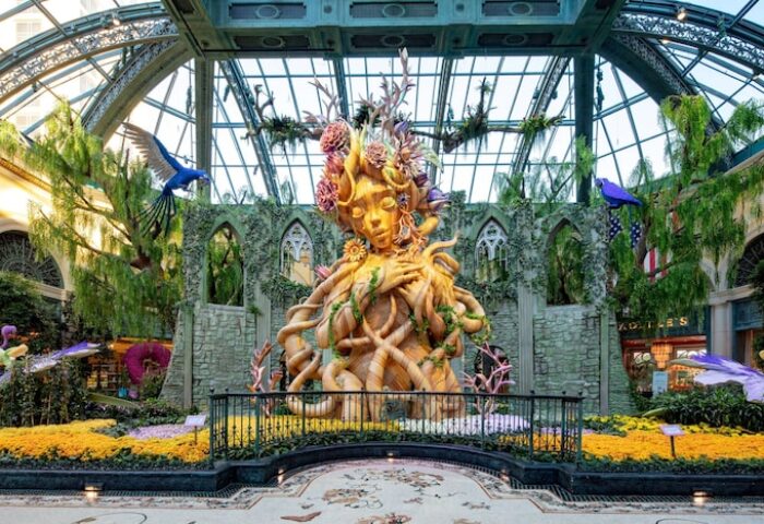 Bellagio Hotel's Conservatory & Botanical Garden. A Gay-Friendly Hotel in Las Vegas. Features floral displays and art installations.