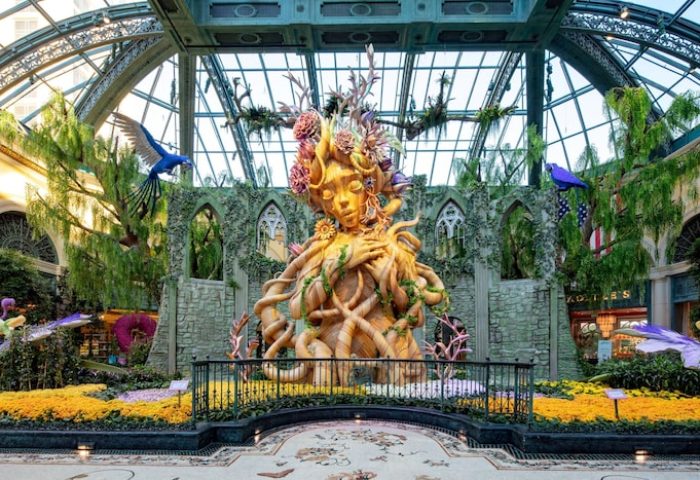 Bellagio Hotel's Conservatory & Botanical Garden. A Gay-Friendly Hotel in Las Vegas. Features floral displays and art installations.
