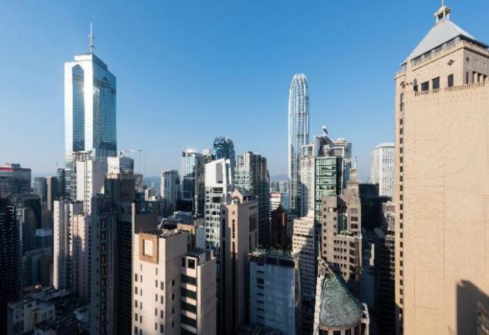 Hong Kong skyline view from LKF Boutique Hotel in Central. A gay-friendly hotel with modern architecture and vibrant city life.