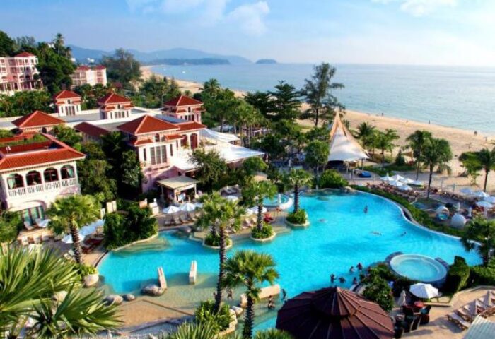 Centara Grand Beach Resort Phuket: Aerial view of the gay-friendly hotel, pool, beach, and ocean. A tropical paradise for gay travelers.