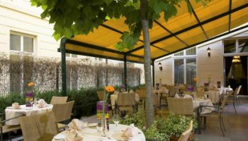 Hotel Century Old Town Prague MGallery's pet-friendly outdoor dining area. Gay-friendly hotel in Prague's Old Town with a charming ambiance.