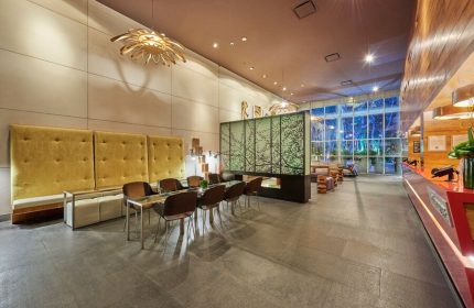 City Express Plus by Marriott Ciudad de Mexico Reforma El Angel lobby. Gay-friendly hotel interior, reception, & seating for LGBT travelers.
