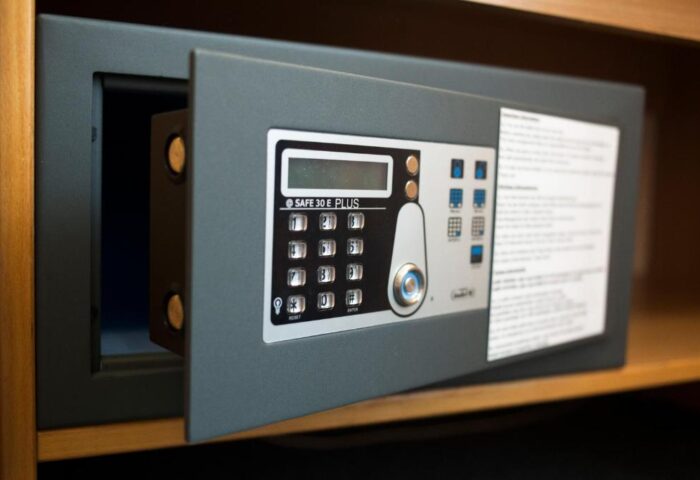 In-room safe at Gay-Friendly City Hotel Matyas. Keep your valuables secure during your stay. A must-have for gay travelers.