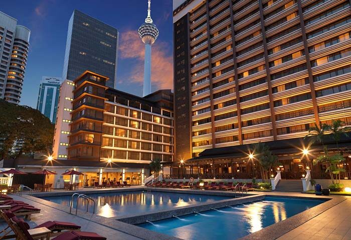 Concorde Hotel Kuala Lumpur pool view. Gay-friendly hotel with city views, perfect for gay men's travel in Kuala Lumpur, Malaysia.