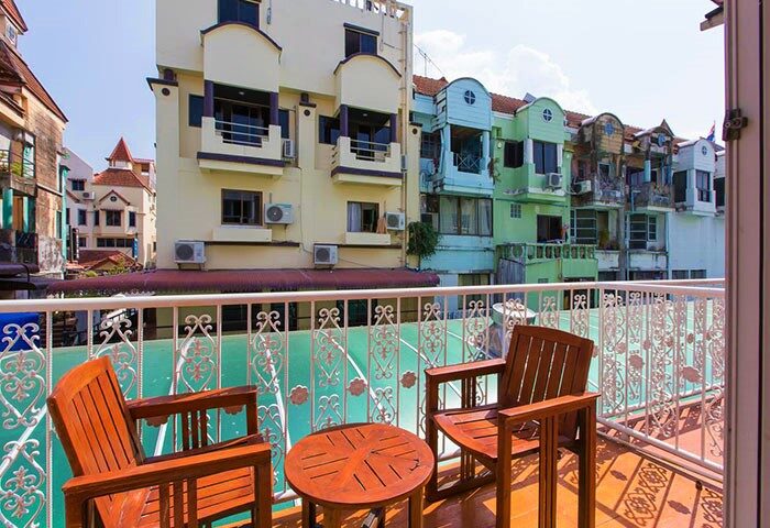 Connect Guesthouse balcony view. Gay-friendly hotel with outdoor seating. Relax on the balcony at this gay travel destination.