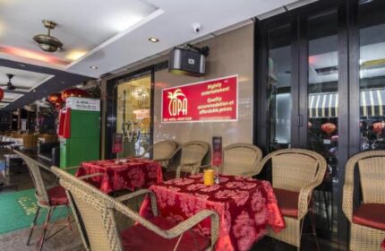 Copa Hotel's outdoor dining area. This gay-friendly hotel offers quality accommodation and nightly entertainment at affordable prices.