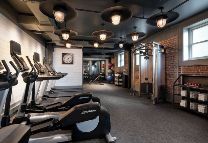 Courtyard San Francisco Downtown/Van Ness Ave's gym. Treadmills, elliptical machines, and weights for a great workout. Gay-friendly hotel.