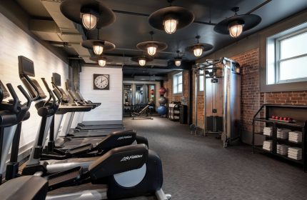 Courtyard San Francisco Downtown/Van Ness Ave's gym. Treadmills, elliptical machines, and weights for a great workout. Gay-friendly hotel.