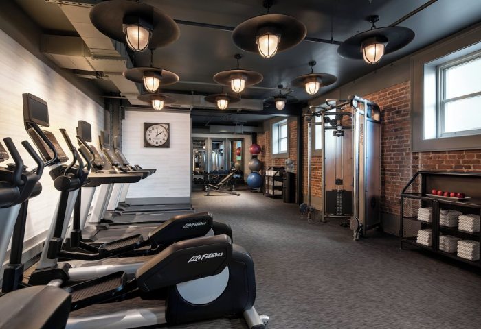 Courtyard San Francisco Downtown/Van Ness Ave's gym. Treadmills, elliptical machines, and weights for a great workout. Gay-friendly hotel.