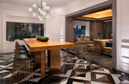 Courtyard San Francisco Downtown/Van Ness Ave hotel interior. Modern design, seating area, and stylish decor. Gay-friendly hotel.