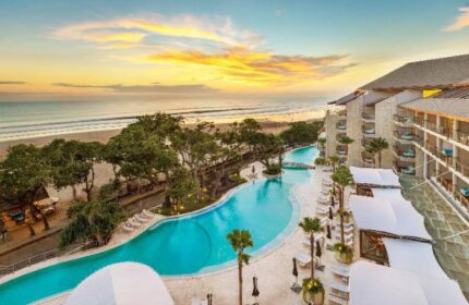 Double-Six Luxury Hotel Seminyak view. Gay-friendly hotel with pool, beach, and sunset. A great place for gay men to relax in Seminyak, Bali.