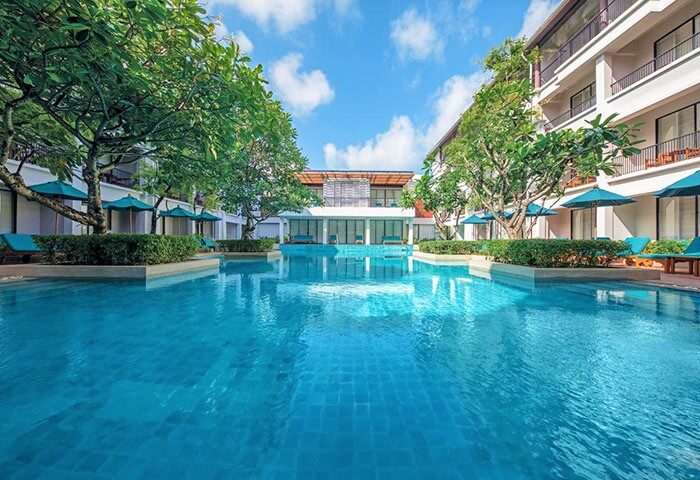 DoubleTree by Hilton Phuket Banthai Resort pool view. A gay-friendly hotel in Phuket, Thailand, perfect for gay men's travel.