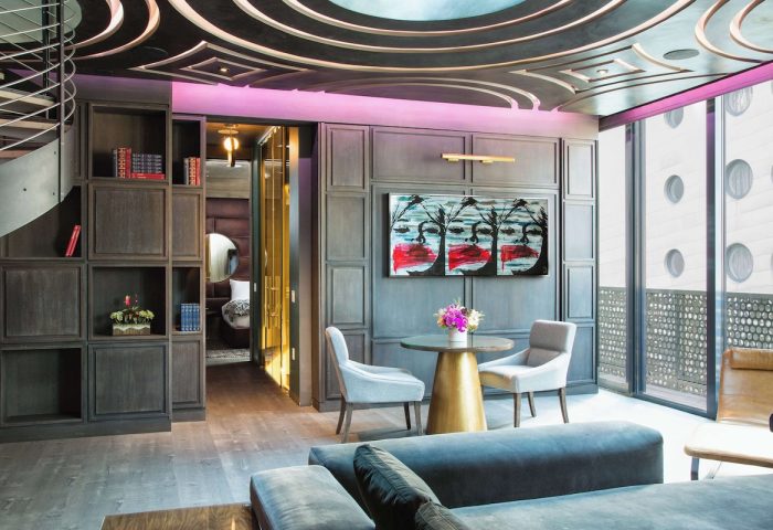 Dream Downtown Hotel's stylish room. Gay-friendly hotel with unique decor, art, and modern design. Perfect for gay travel adventures.
