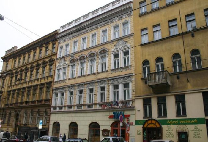 EA Hotel Tosca, a gay-friendly and pet-friendly hotel in Prague. The hotel's facade is visible, showcasing its architecture.