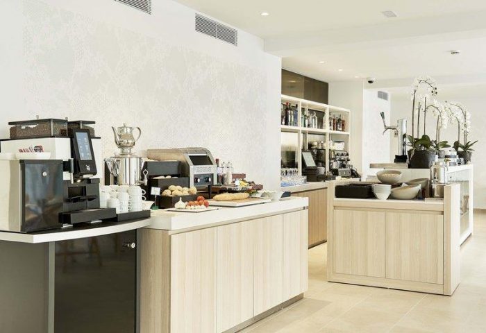 Eurostars Ibiza gay-friendly hotel breakfast buffet. Food and drinks are available for guests. A great place to start your Ibiza vacation.