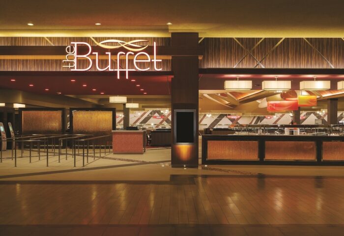Excalibur Hotel's buffet entrance. A gay-friendly hotel, the Excalibur in Las Vegas is a great choice for gay men's travel advice.