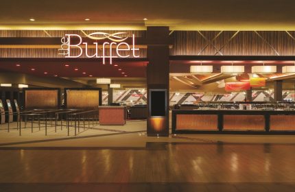 Excalibur Hotel's buffet entrance. A gay-friendly hotel, the Excalibur in Las Vegas is a great choice for gay men's travel advice.