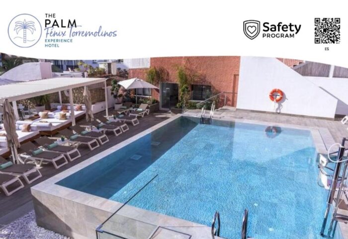 Fenix Torremolinos Adults Only: Pool area with sunbeds. Gay-friendly hotel recommended for LGBTQ+ travelers. Safety program in place.