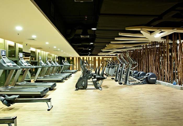 GTower Hotel's gym. This gay-friendly hotel has treadmills, elliptical machines, and rowing machines. It's a great place to stay and work out.
