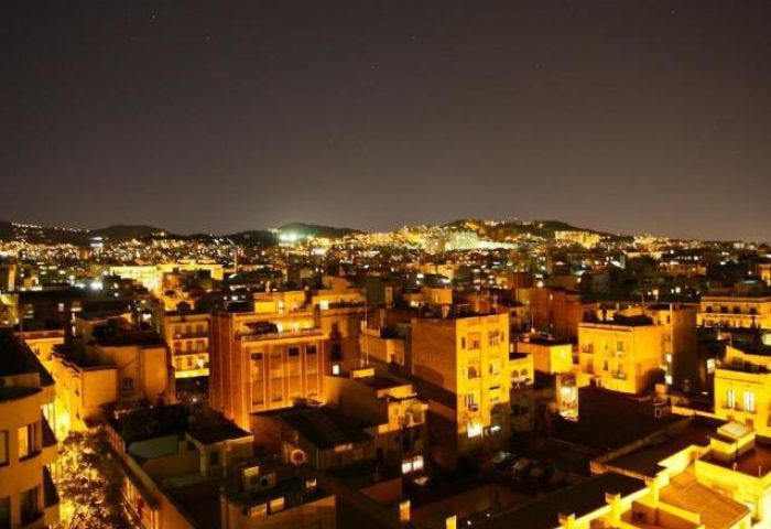 Night view of Barcelona, Spain, from a gay-friendly Generator Hotel. Pet-friendly lodging option for gay travelers visiting Barcelona.