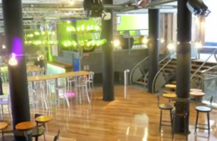 Generator Hostel Dublin's gay-friendly interior. Bar area, club lighting, and seating. A top choice for gay travelers' Dublin reviews.