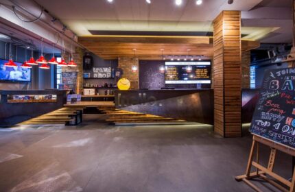 Generator London's stylish lobby. This gay-friendly, pet-friendly hotel features a travel shop, bar, and modern design. A great choice for gay travelers.