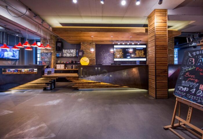 Generator London's stylish lobby. This gay-friendly, pet-friendly hotel features a travel shop, bar, and modern design. A great choice for gay travelers.