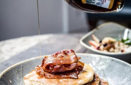 Pancakes with bacon and maple syrup at Generator Rome, a gay-friendly hotel. Enjoy breakfast at this Rome hotel.