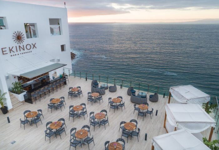 Ekinox Bar & Terrace at Grand Park Royal Puerto Vallarta All Inclusive, a gay-friendly hotel. Ocean view dining and drinks.