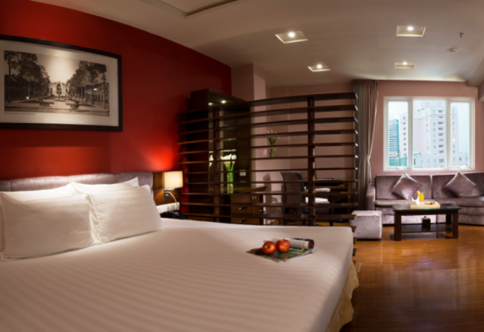 Grand Silverland Hotel's gay-friendly room features a king bed, city view, and modern decor. Ideal for gay travelers seeking comfort and style.