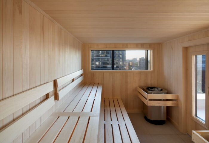 Sauna at HONEYROSE Hotel, Montreal. This gay-friendly Tribute Portfolio Hotel offers a relaxing experience with city views. Perfect for gay travelers.