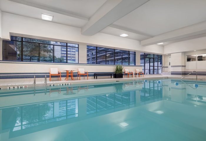 Indoor pool at Holiday Inn Toronto Downtown Centre, a gay-friendly hotel. Relax by the pool during your Toronto visit.