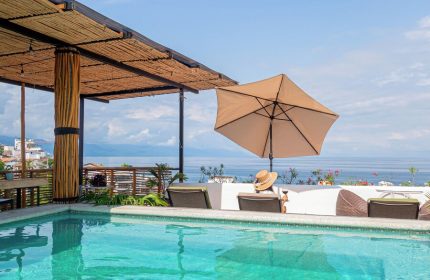 Hotel Amaca Puerto Vallarta Adults Only pool view. Gay-friendly hotel with ocean view. Tropical vacation destination for gay travelers.