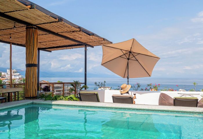 Hotel Amaca Puerto Vallarta Adults Only pool view. Gay-friendly hotel with ocean view. Tropical vacation destination for gay travelers.