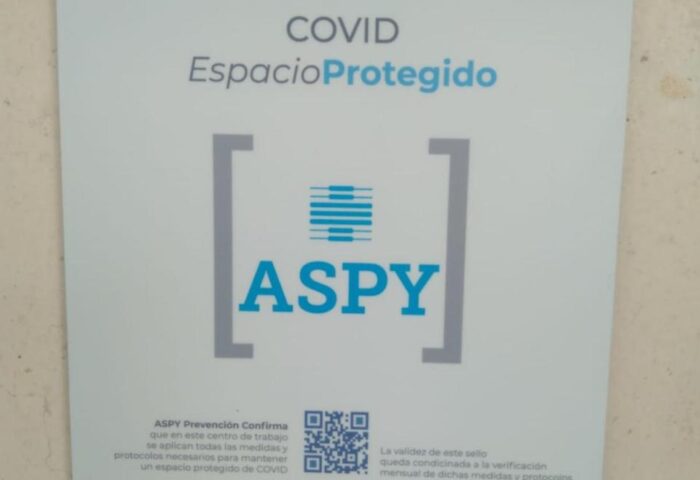 Hotel Centro Mar's COVID-protected space sign. Gay-friendly hotel ensures safety with ASPY protocols. Travel confidently.