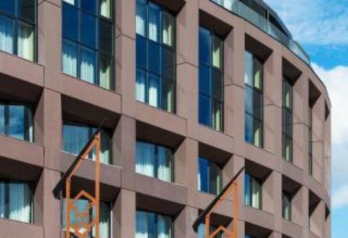 Hotel Clark Budapest exterior. Gay-friendly, pet-friendly hotel with modern architecture. A great choice for gay men visiting Budapest.