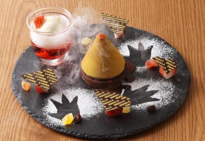 Hotel Gracery Shinjuku's Godzilla dessert. A unique, delicious treat at this gay-friendly hotel. Perfect for a sweet tooth's travel adventure!