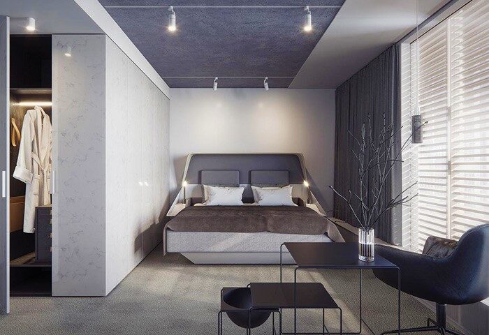 Hotel Herman K by Brøchner Hotels gay-friendly room. Modern design with bed, wardrobe, and stylish decor. Ideal for gay travel.